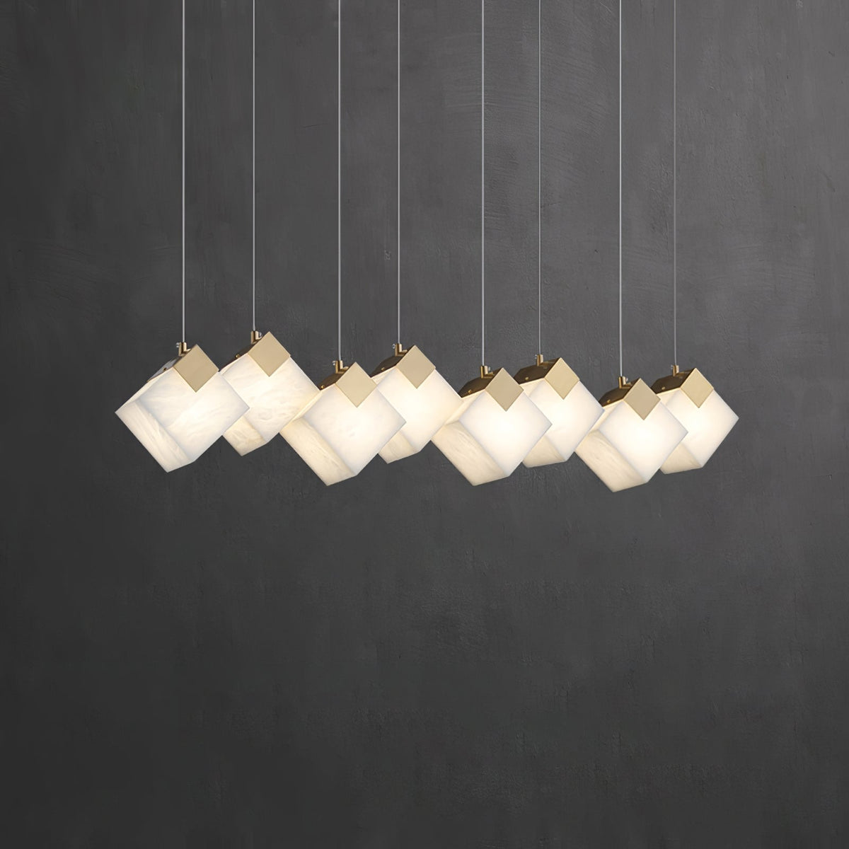 Lumina Vox Alabaster Pendant Light – Sculptural Brass Chandelier