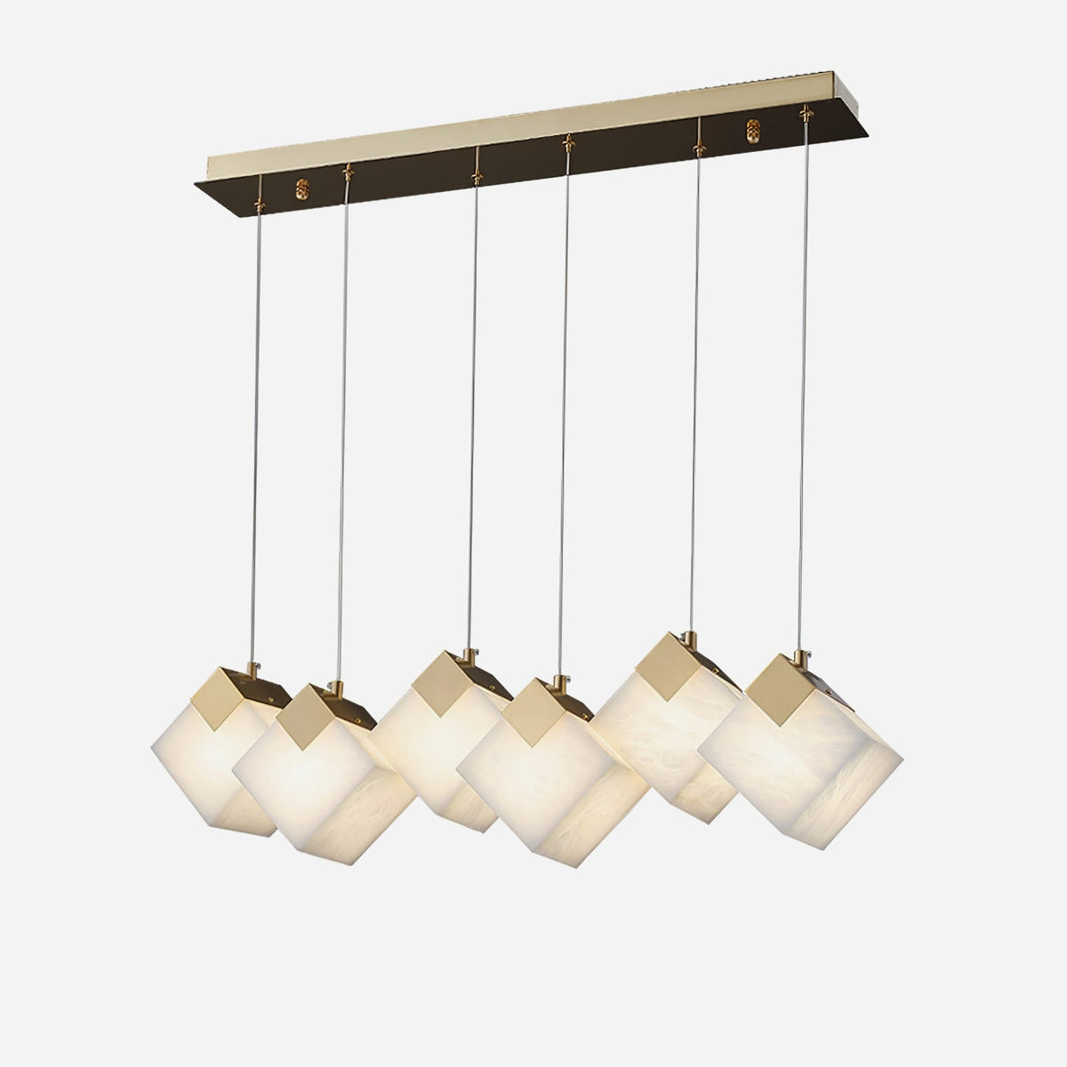 Lumina Vox Alabaster Pendant Light – Sculptural Brass Chandelier
