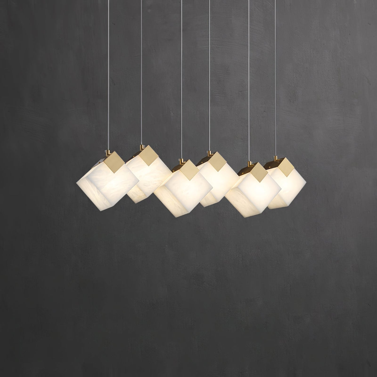 Lumina Vox Alabaster Pendant Light – Sculptural Brass Chandelier