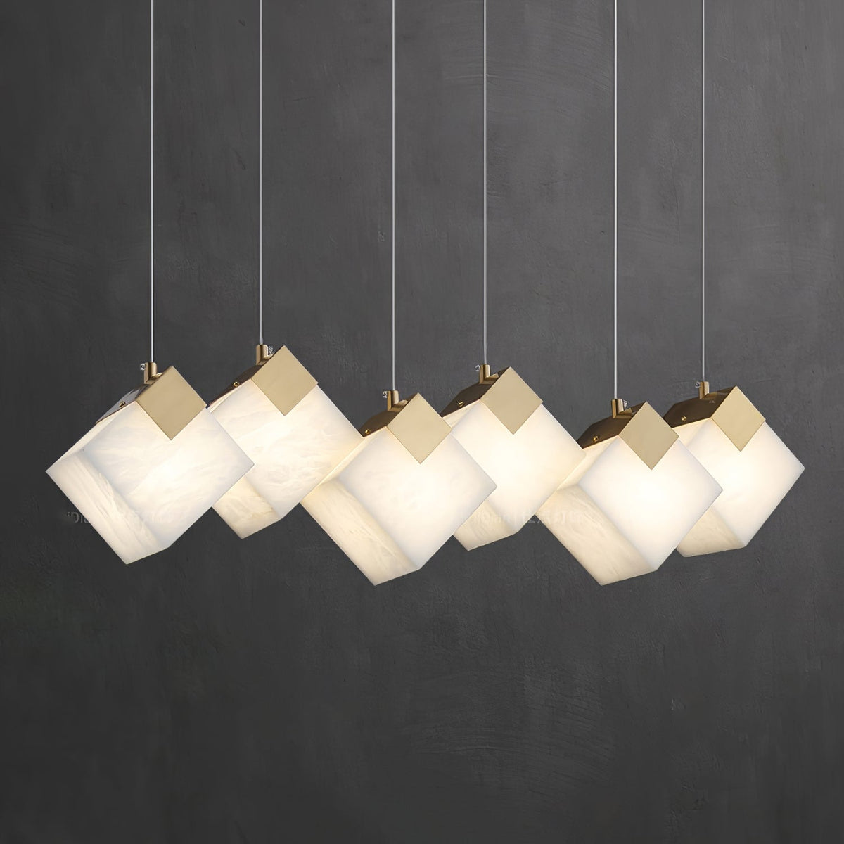 Lumina Vox Alabaster Pendant Light – Sculptural Brass Chandelier