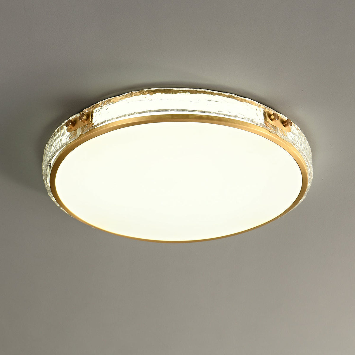 Luminara Flush Mount Ceiling Light in Brass and Glass