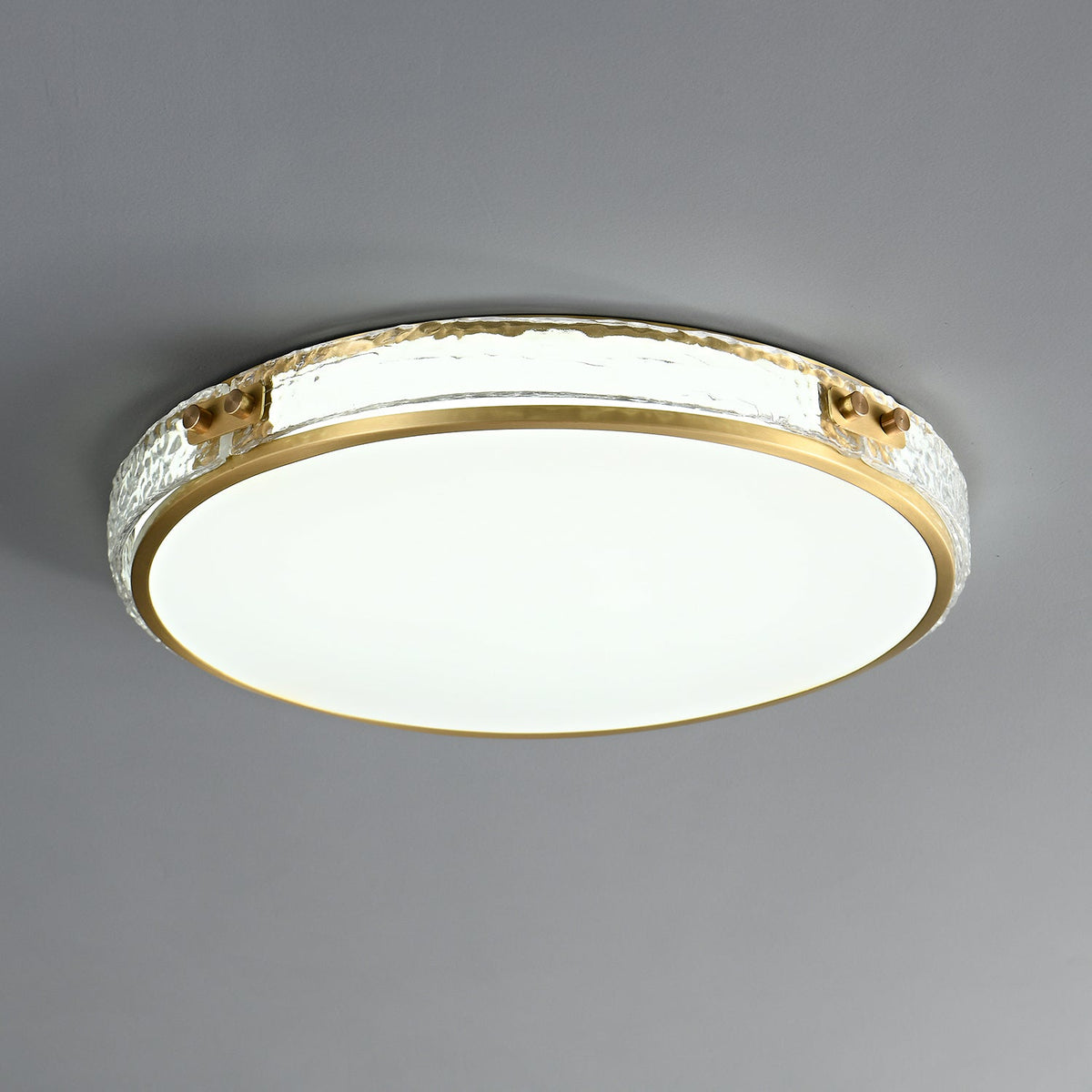 Luminara Flush Mount Ceiling Light in Brass and Glass