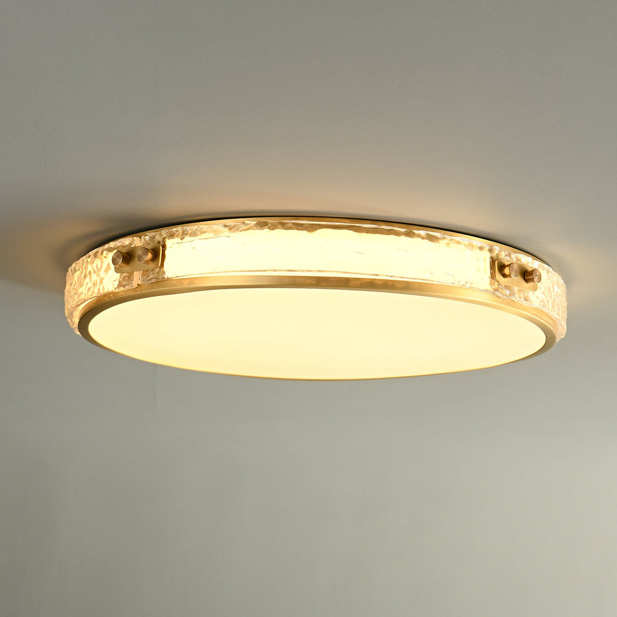 Luminara Flush Mount Ceiling Light in Brass and Glass