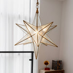 Luminara Star Chandelier – Brass & Glass Starburst Pendant Light