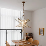 Luminara Star Chandelier – Brass & Glass Starburst Pendant Light