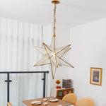 Luminara Star Chandelier – Brass & Glass Starburst Pendant Light