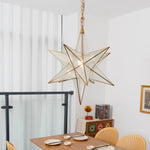 Luminara Star Chandelier – Brass & Glass Starburst Pendant Light