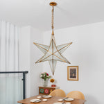 Luminara Star Chandelier – Brass & Glass Starburst Pendant Light