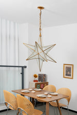 Luminara Star Chandelier – Brass & Glass Starburst Pendant Light