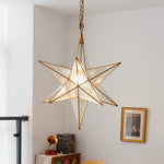 Luminara Star Chandelier – Brass & Glass Starburst Pendant Light