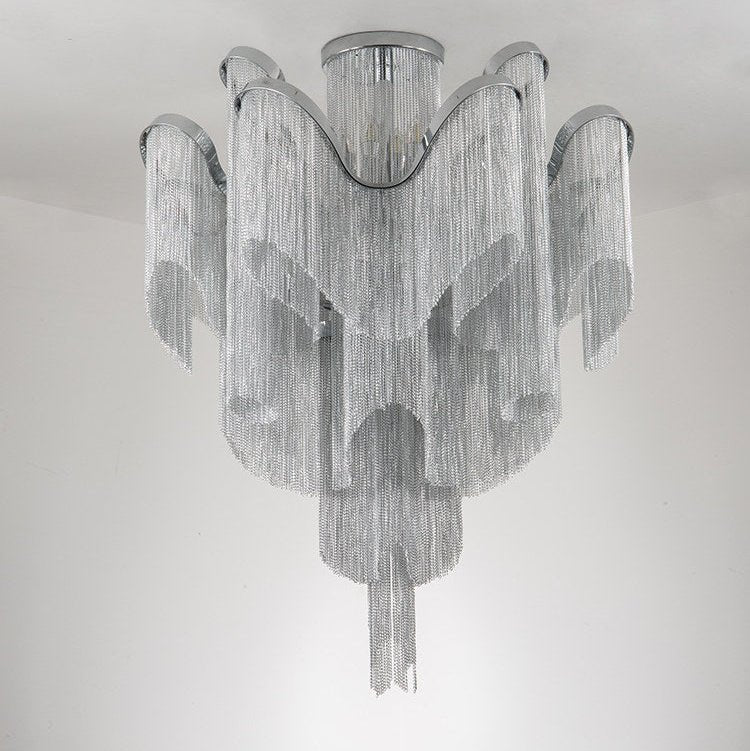 Luminous Cascade Chain Ceiling Light — Modern Aluminum Chandelier