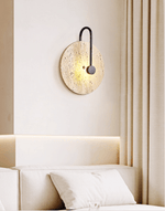 Luminous Horizon Wall Sconce in Yellow Travertine with Black Metal Accent