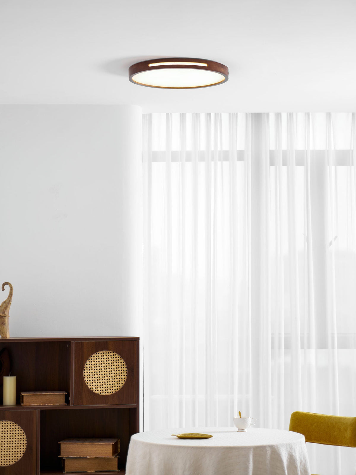 Lumis Halo Ceiling Light – Modern Round LED Flush Mount with Wood Accent
