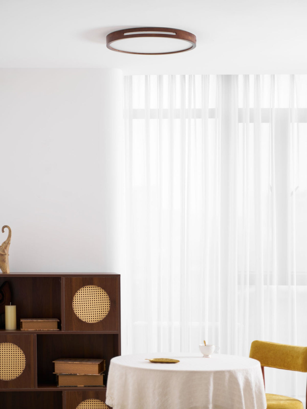 Lumis Halo Ceiling Light – Modern Round LED Flush Mount with Wood Accent