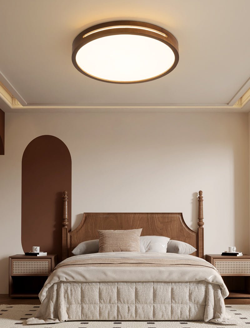 Lumis Halo Ceiling Light – Modern Round LED Flush Mount with Wood Accent