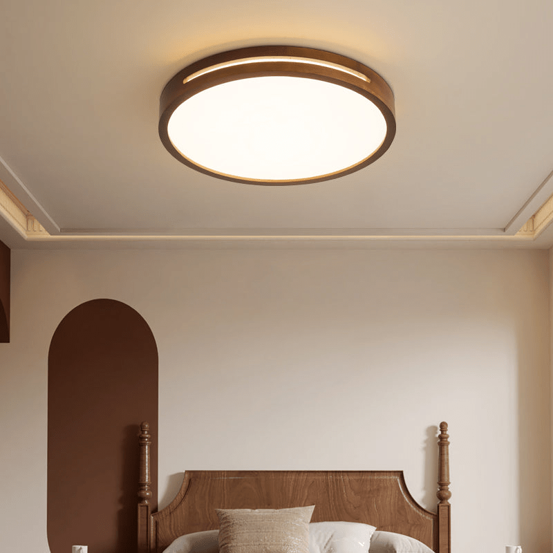 Lumis Halo Ceiling Light – Modern Round LED Flush Mount with Wood Accent