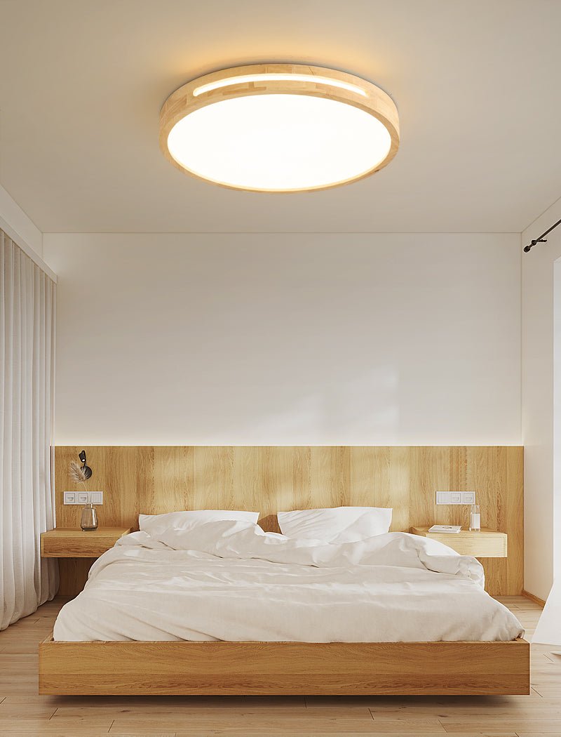 Lumis Halo Ceiling Light – Modern Round LED Flush Mount with Wood Accent