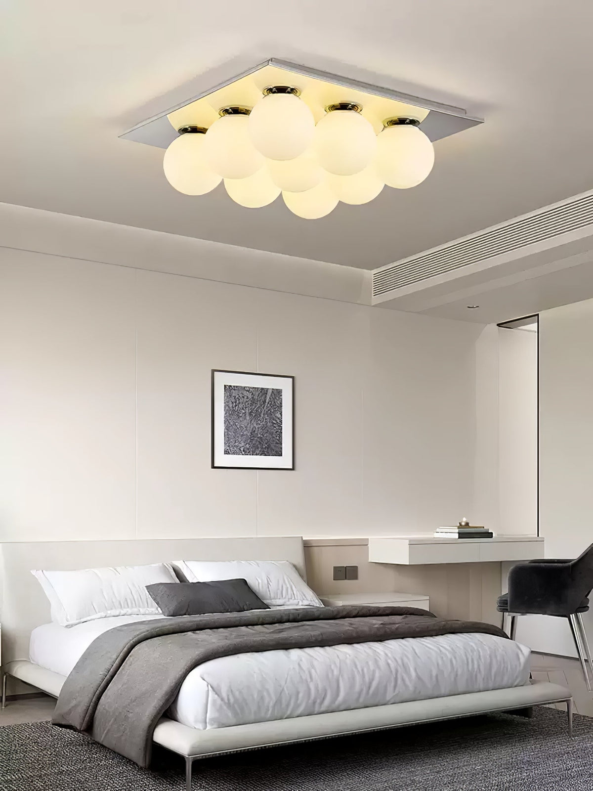 Lumo Cluster Ceiling Light – Nine Glass Orbs in Chrome