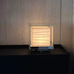 Lumo Cube Table Lamp – Modern Glass & Fabric LED Accent Light