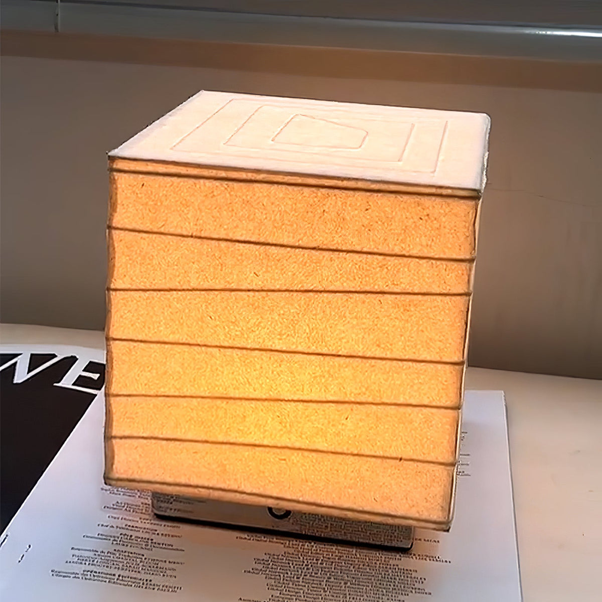 Lumo Cube Table Lamp – Modern Glass & Fabric LED Accent Light