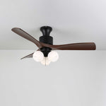 Lumo Orb Ceiling Fan Light with Amber Glass Globes and Walnut Blades