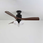 Lumo Orb Ceiling Fan Light with Amber Glass Globes and Walnut Blades