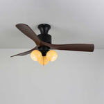 Lumo Orb Ceiling Fan Light with Amber Glass Globes and Walnut Blades