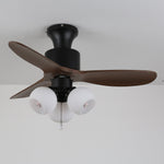 Lumo Orb Ceiling Fan Light with Amber Glass Globes and Walnut Blades