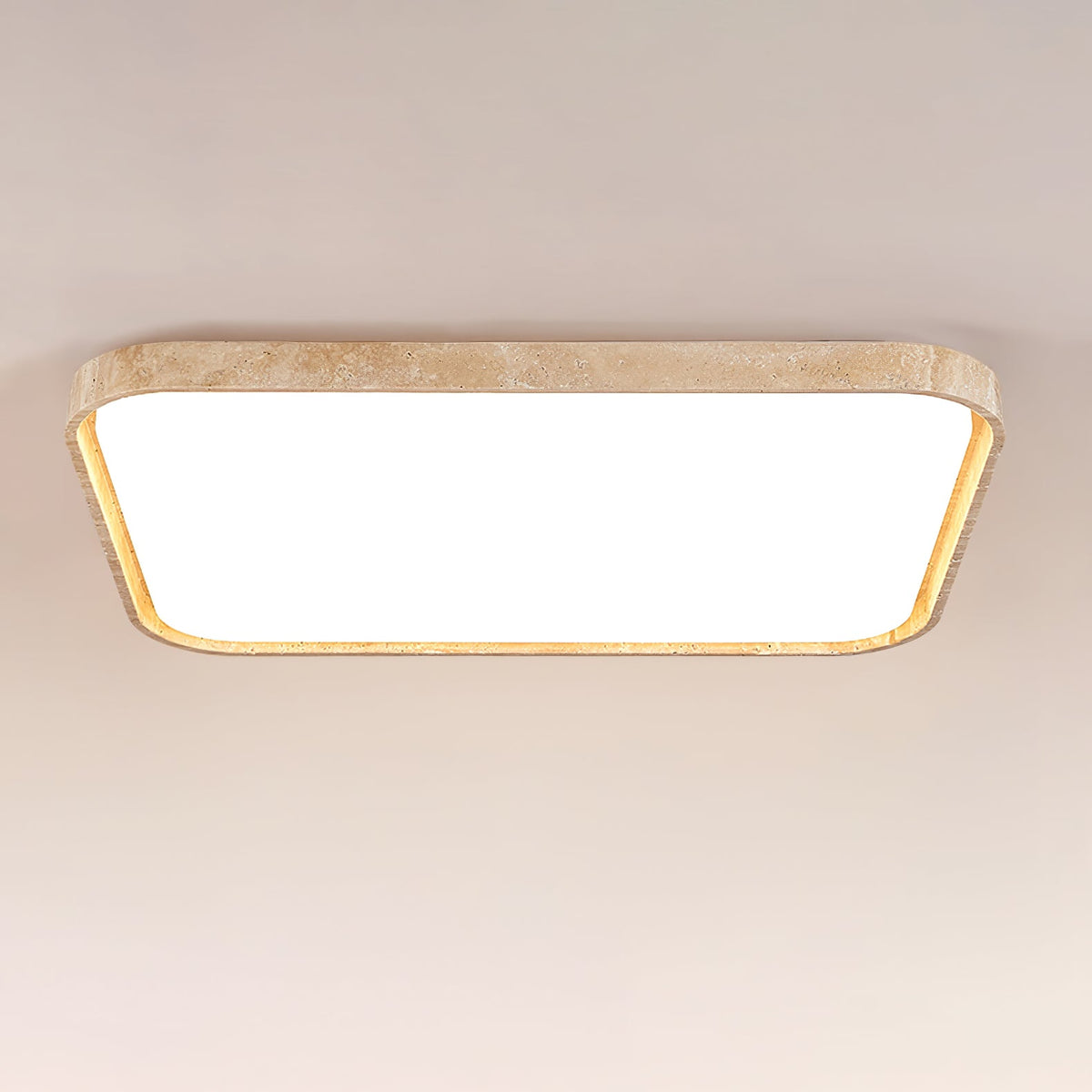 Lumo Stone Travertine LED Flush Mount Ceiling Light for Modern Interiors