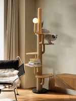 Lumo Tree Floor Lamp – Sculptural Wooden Pet Tower with Ambient LED Light