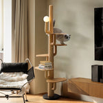 Lumo Tree Floor Lamp – Sculptural Wooden Pet Tower with Ambient LED Light
