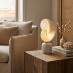 Lumora Shell Table Lamp in Alabaster and Brass by