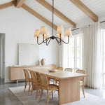 Lumos Black Chandelier – Modern Fabric Shade Pendant Light for Dining Room