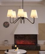 Lumos Black Chandelier – Modern Fabric Shade Pendant Light for Dining Room