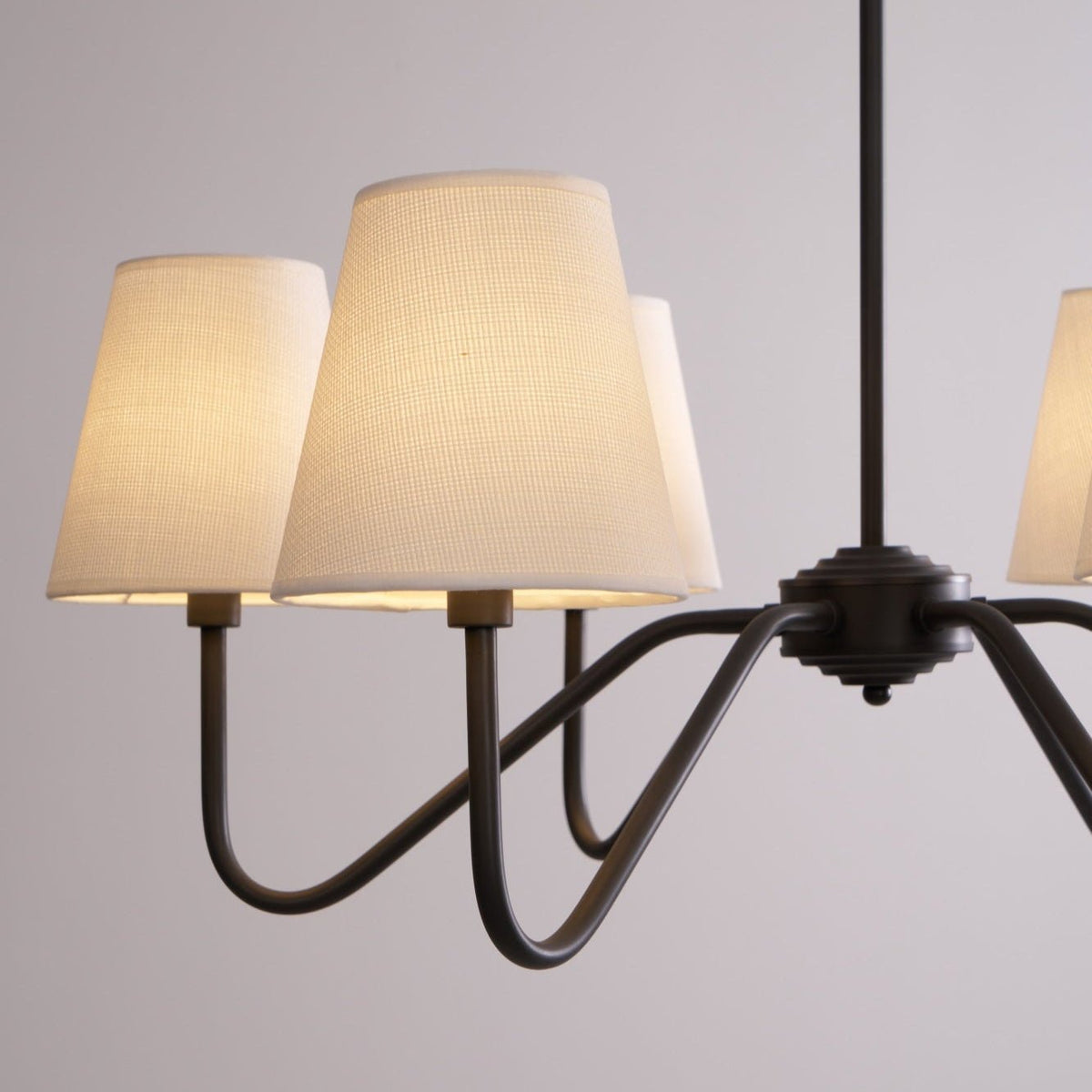Lumos Black Chandelier – Modern Fabric Shade Pendant Light for Dining Room