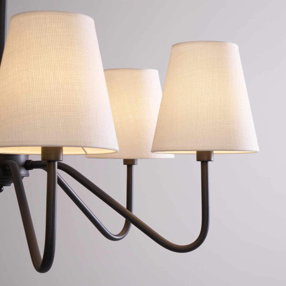 Lumos Black Chandelier – Modern Fabric Shade Pendant Light for Dining Room
