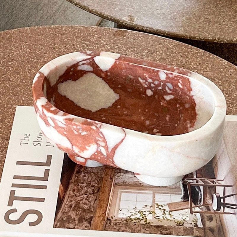 Luna Marble Tray in Natural Stone for Elegant Interiors