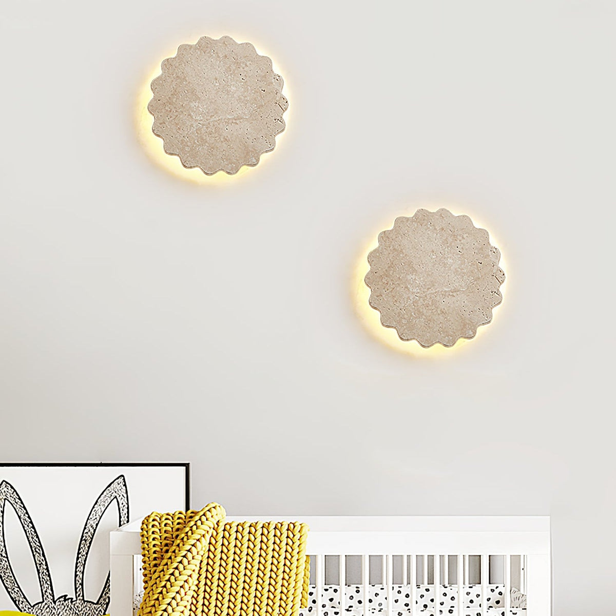 Luna Scallop Wall Sconce in Natural Travertine