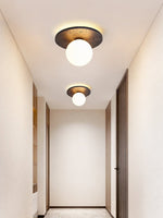 Luna Eruption Flush Mount Ceiling Light in Black Travertine and Opal Glass