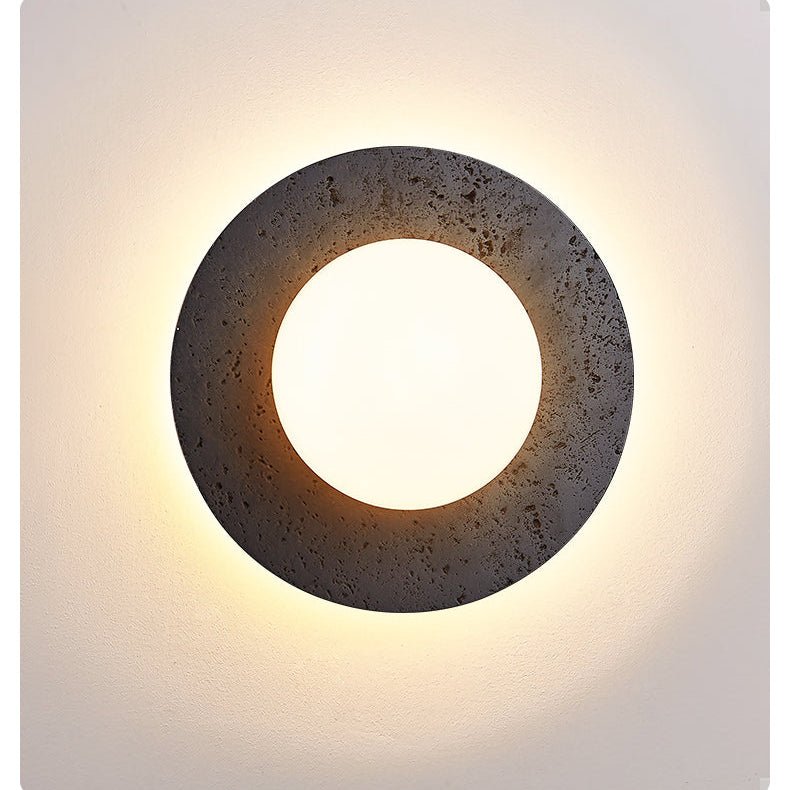 Luna Eruption Flush Mount Ceiling Light in Black Travertine and Opal Glass