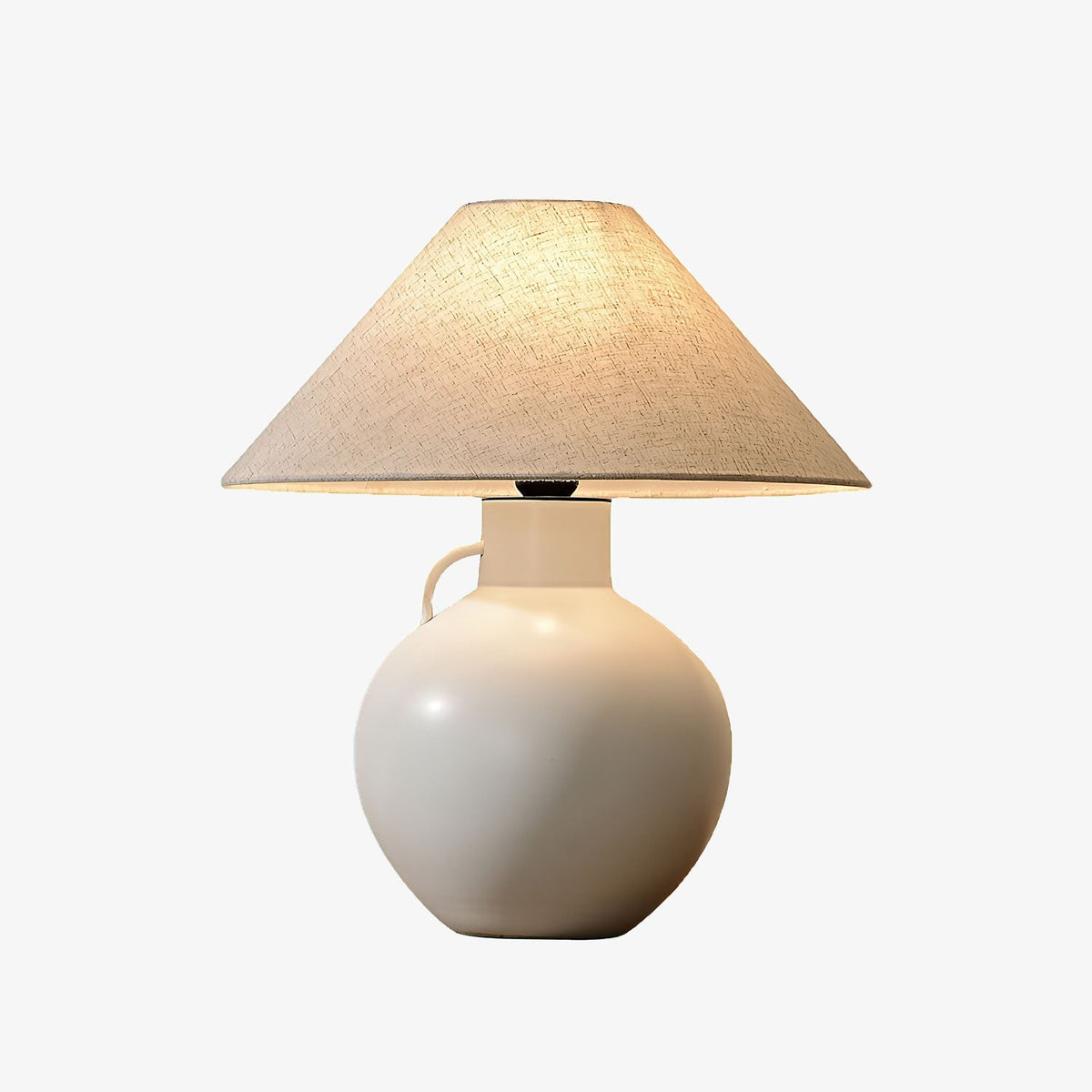 Luna Jug Ceramic Table Lamp with Beige Fabric Shade for Bedroom and Living Room