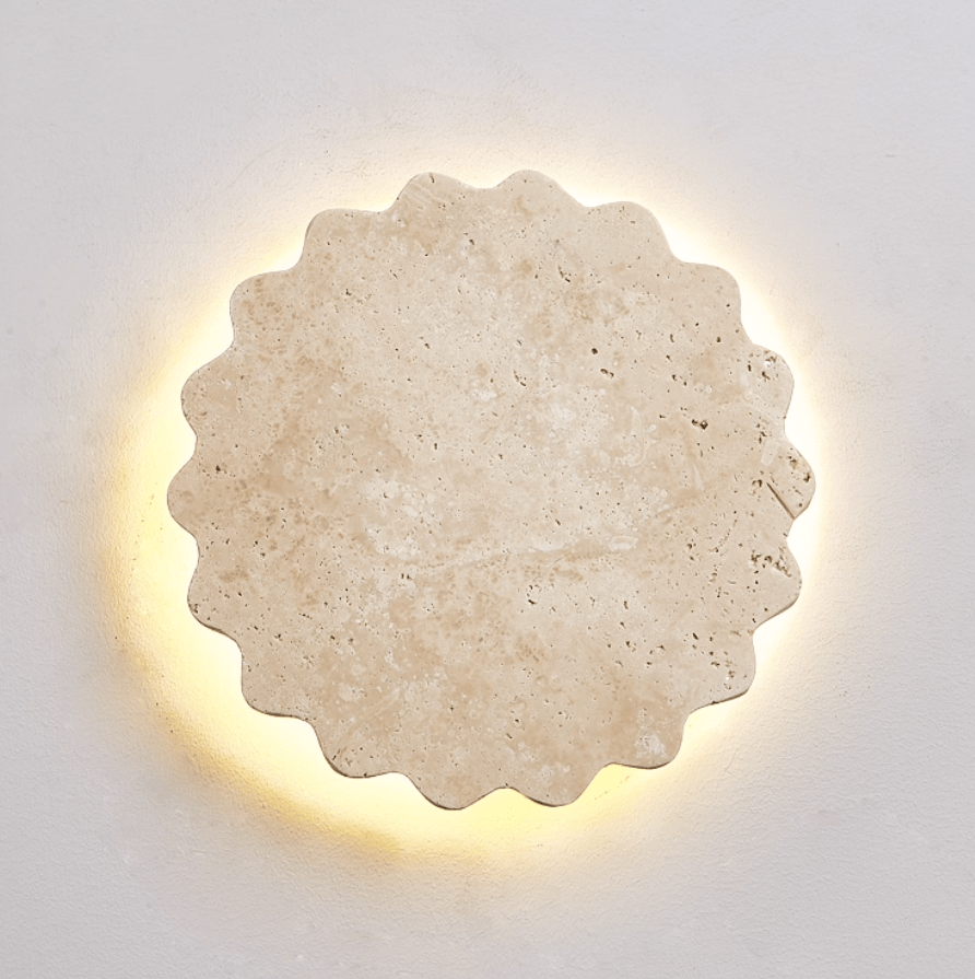 Luna Scallop Wall Sconce in Natural Travertine
