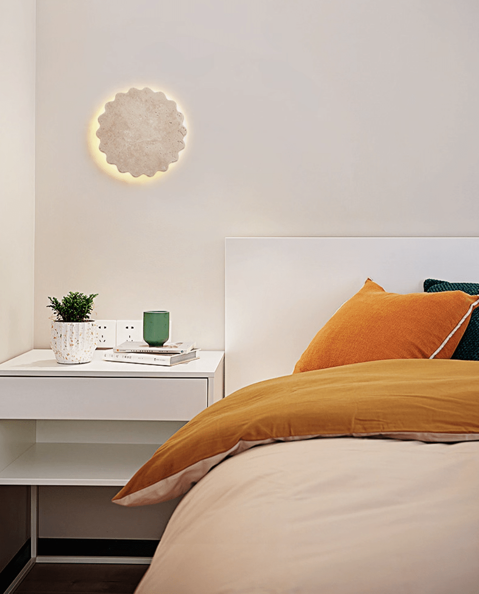 Luna Scallop Wall Sconce in Natural Travertine