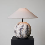 Luna Terra Ceramic Table Lamp with Linen Shade for Modern Interiors