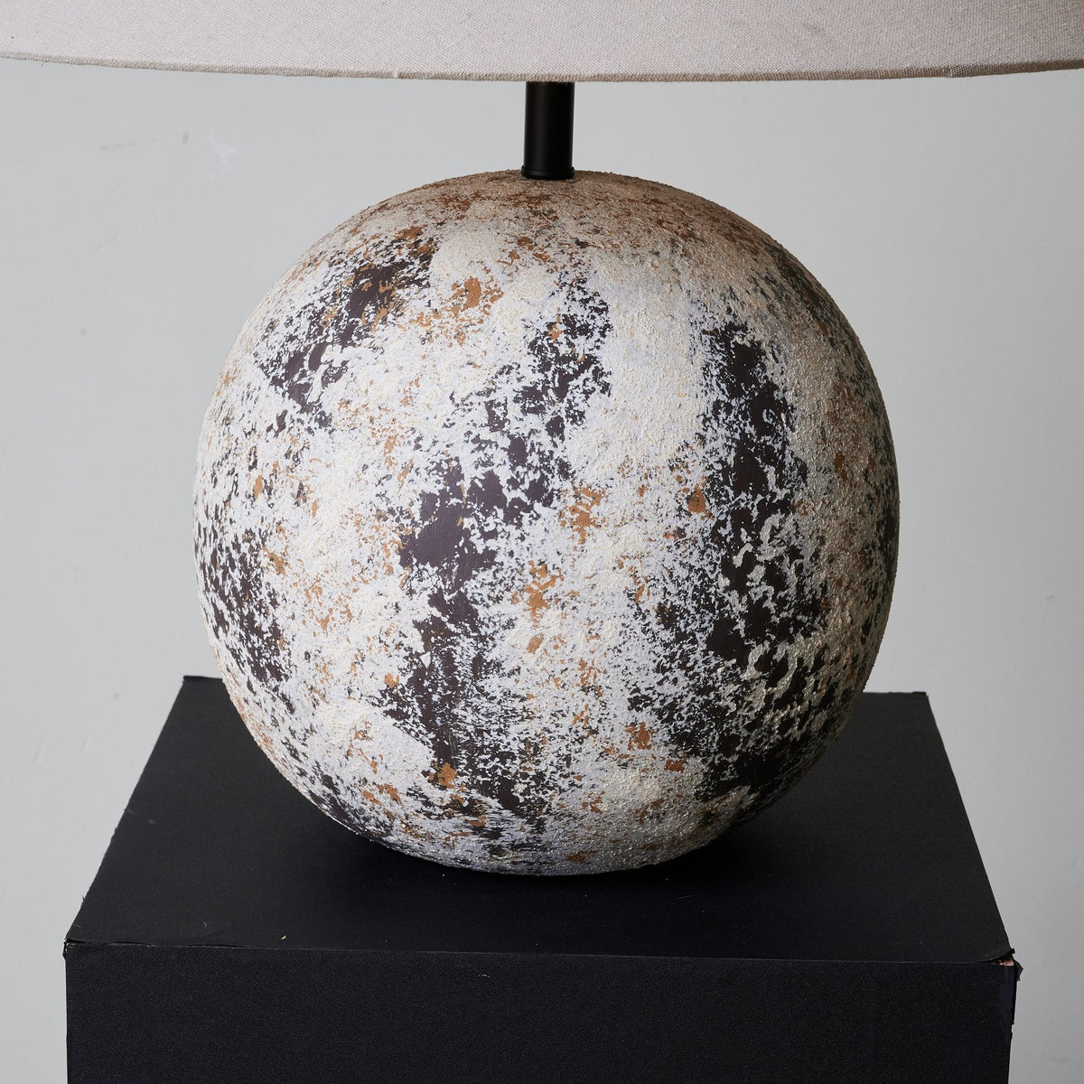 Luna Terra Ceramic Table Lamp with Linen Shade for Modern Interiors