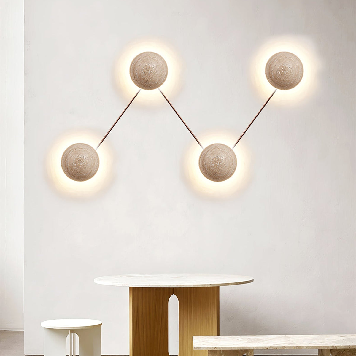 Luna Travertine Wall Sconce – Natural Stone LED Wall Light for Modern Interiors
