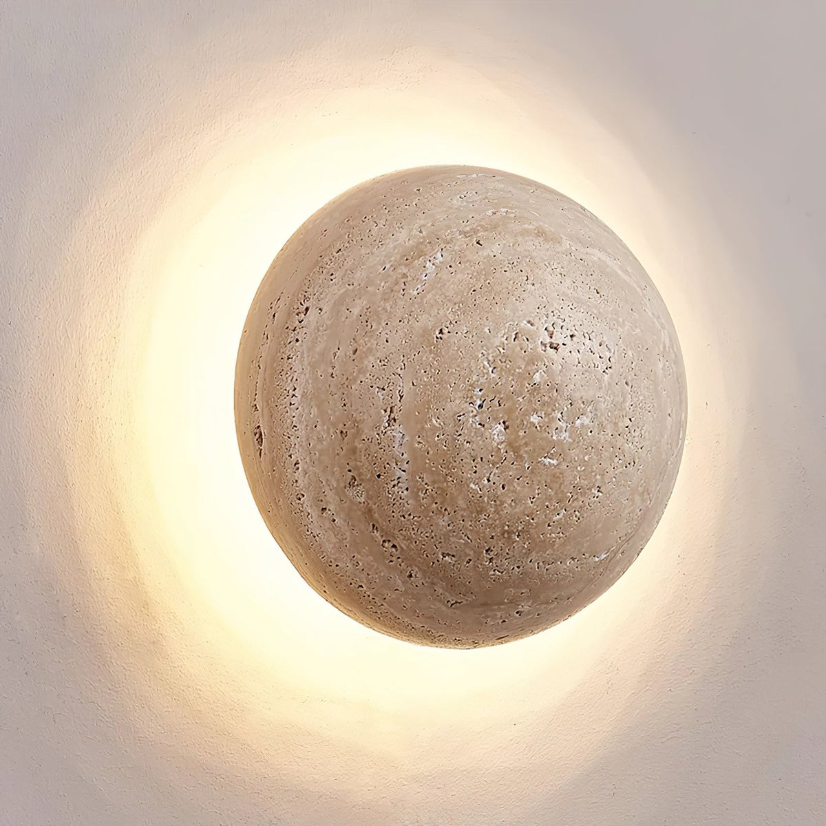 Luna Travertine Wall Sconce – Natural Stone LED Wall Light for Modern Interiors