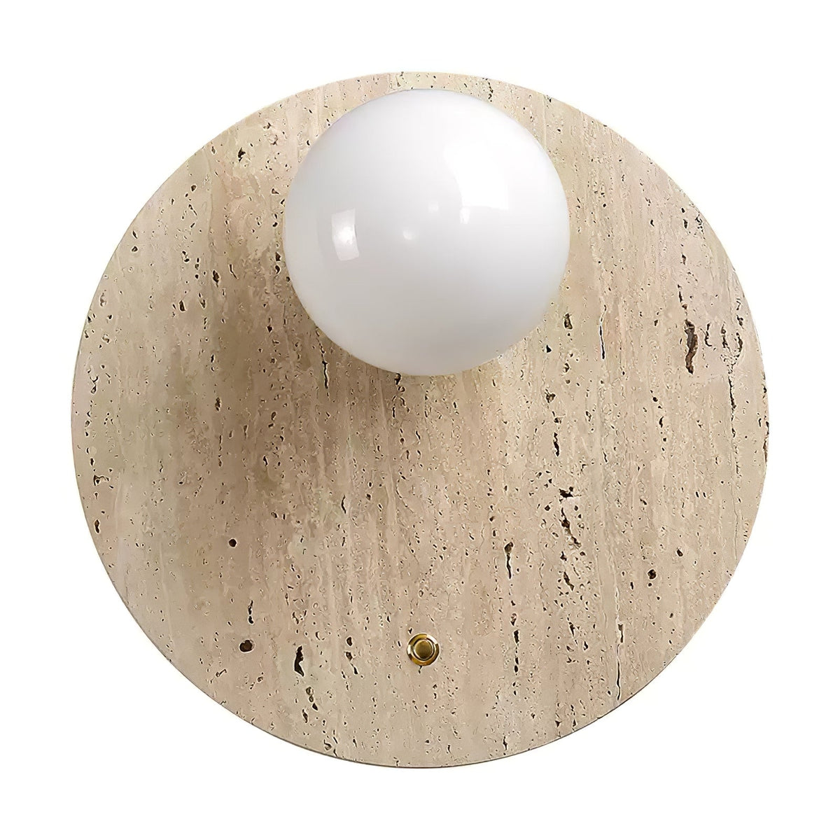Luna Travertine Wall Sconce — Natural Stone & Glass Ambient Light