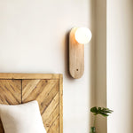 Luna Travertine Wall Sconce — Natural Stone & Glass Ambient Light