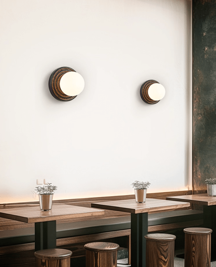 Lunara Black Travertine Wall Sconce with Opal Glass Globe